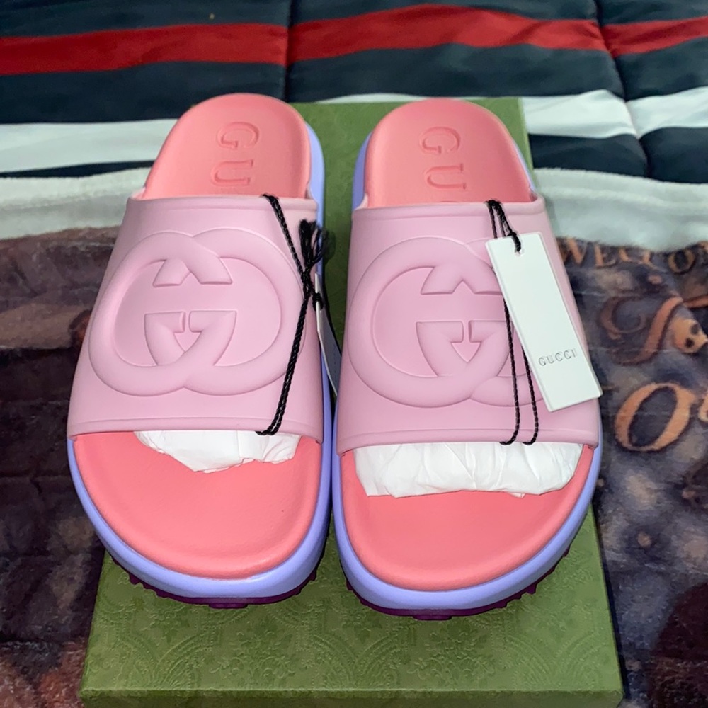 Gucci Womens Pink & Purple Slides